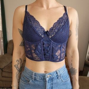 Avid live Blue Lace Corset Top Size Large